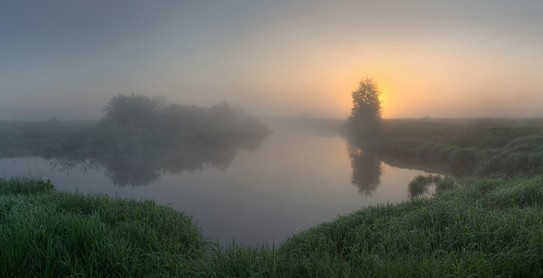Утро на реке Шерна. Владимирская область, Киржачский район