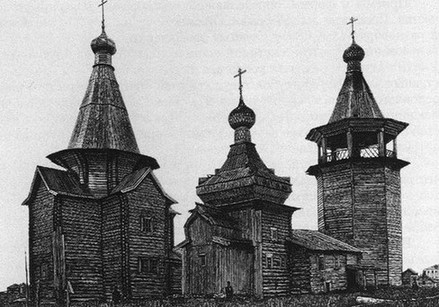 Никольская церковь 1595 г. И Пятницкая 1666 г. По материалам В. В. Суслова. Ансамбль полностью утрачен