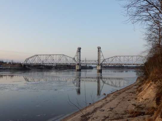 Кузьминский мост, река Нева, Ленинградская область, 24 ноября 2019 года