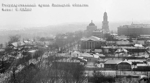 20 февраля 1966 г. Ул. Ленина. Вид с башенного крана при строительстве гостиницы Липецк