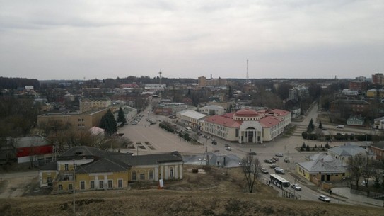 Волоколамск. Панорама с колокольни Волоколамского кремля. Апрель 2014