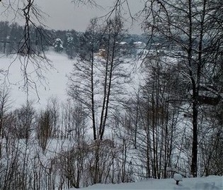 В подмосковном городе Видное и его окрестностях в январе 2022 года. В усадьбе Суханово... Вид на Большой пруд