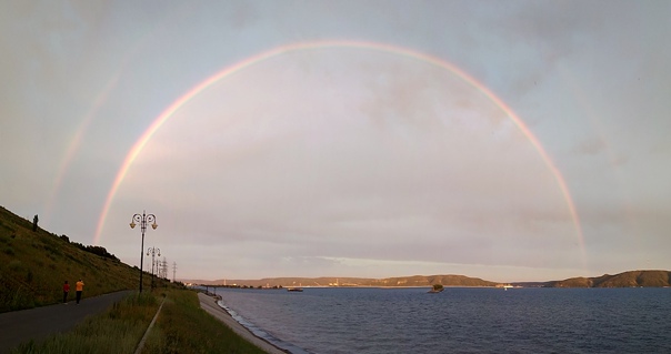 Двойная радуга над набережной Тольятти