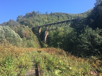 Чертов мост. Построен японцами с 1921 по 1928 год. На железнодорожном пути из Холмска (Маока) в Южно-Сахалинск (Тохара)