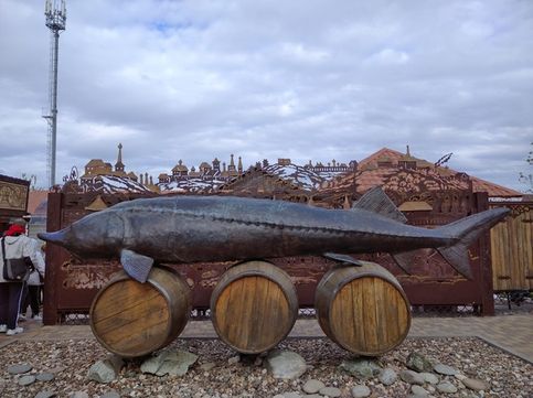 Памятник самой большой рыбе белуге, пойманной в Тетюшах. 4 м, 920 кг