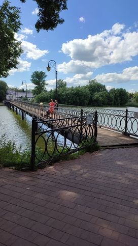 Мост из дворца в город через огромнейший пруд на реке Упрта
