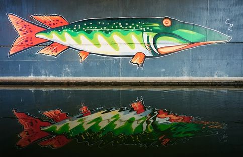 Граффити Щука от Limona под Зарайским мостом